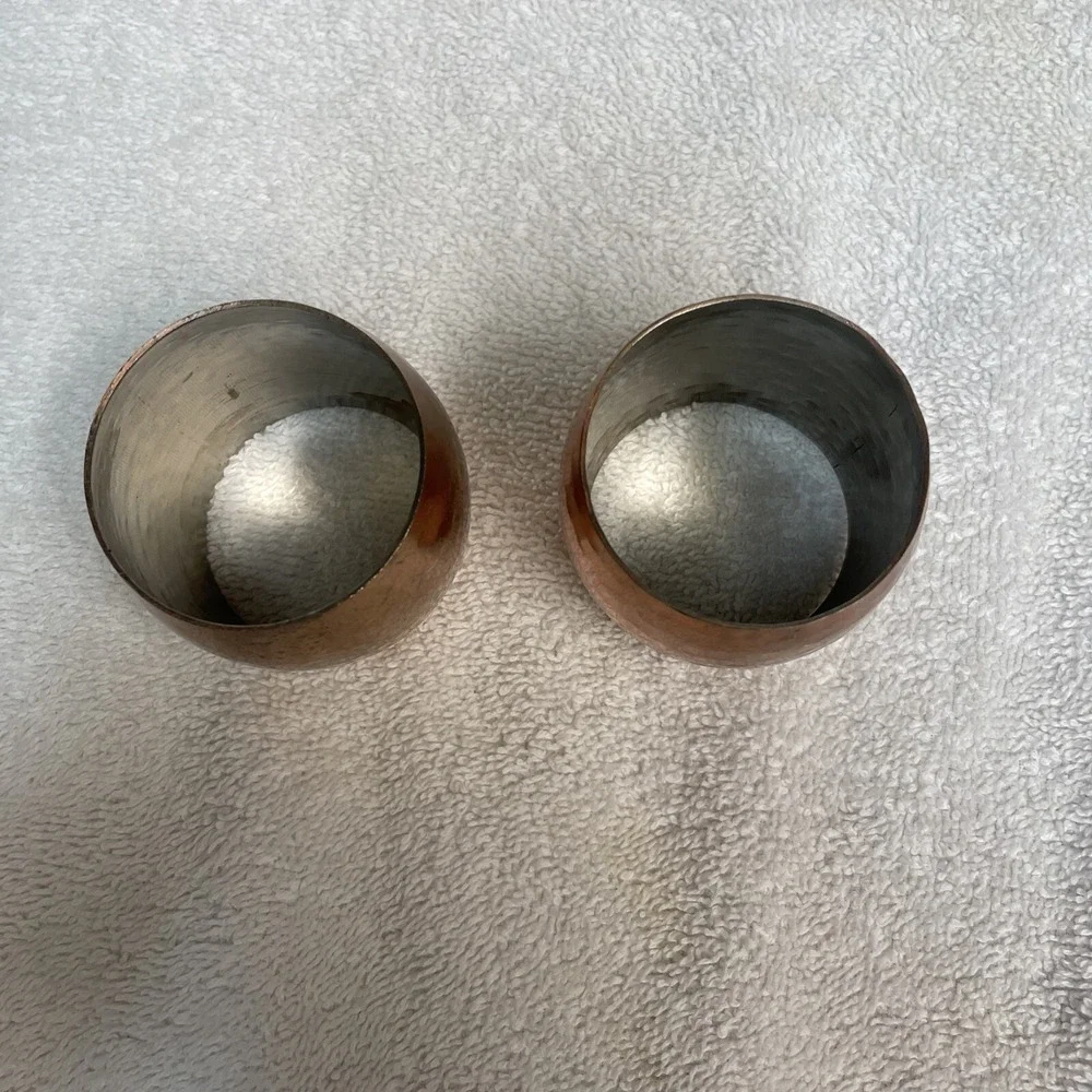 set of 2 copper metal‎ napkin rings 2